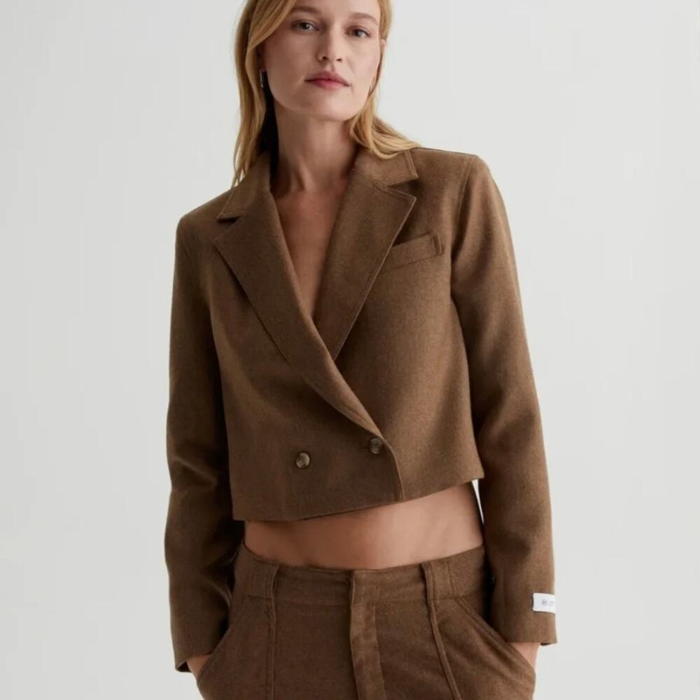 AG Jeans x EmRata Berlin Blazer - Double Breasted - Wool - Brown - Size S